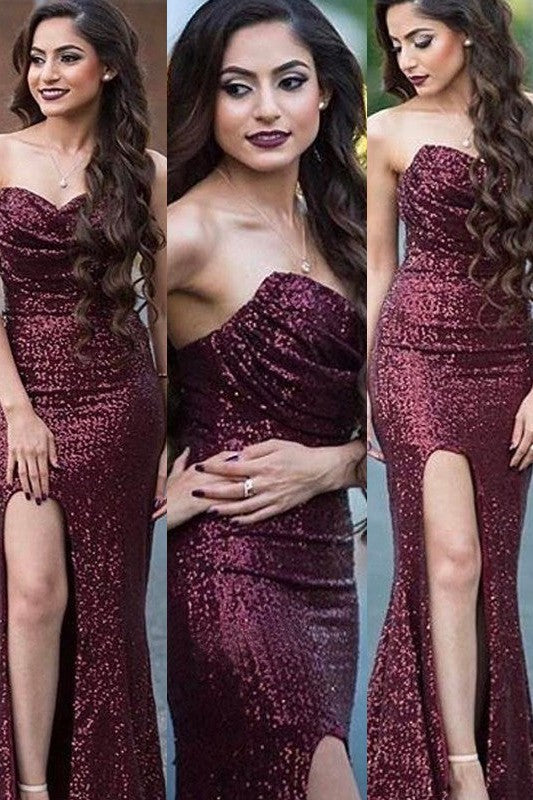 Beautiful Sleeveless Mermaid Ruffles Sweetheart Sequins Prom Dress-ballbellauk