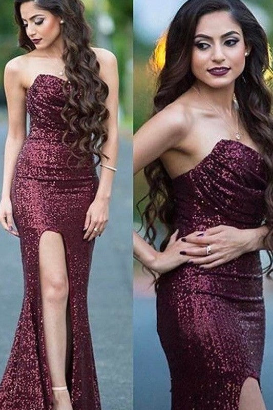 Beautiful Sleeveless Mermaid Ruffles Sweetheart Sequins Prom Dress-ballbellauk