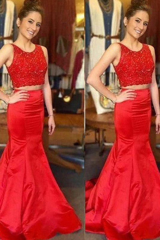 Beautiful Sleeveless Mermaid Scoop Beading Elegant Evening Dress-ballbellauk