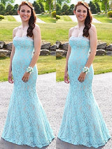Beautiful Sleeveless Mermaid Sweetheart Lace Beading Long Prom Dress-ballbellauk