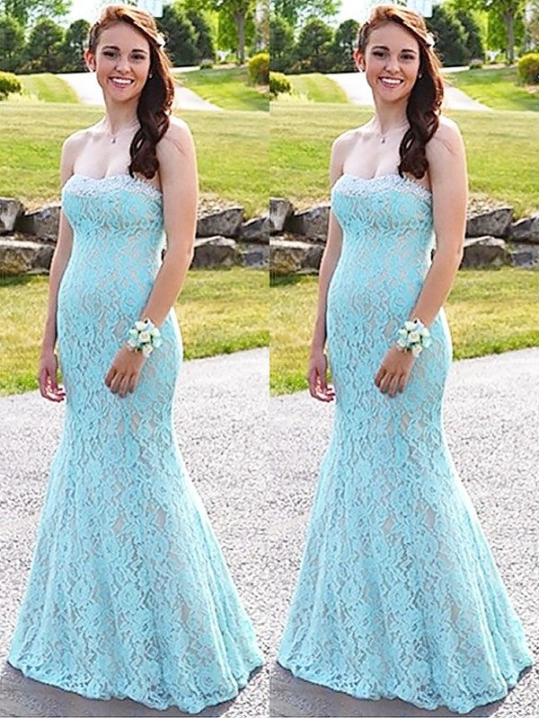 Beautiful Sleeveless Mermaid Sweetheart Lace Beading Long Prom Dress-ballbellauk