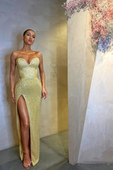 Beautiful Split Prom Dress Mermaid Sequins Ball Dresses Sweetheart-ballbellauk