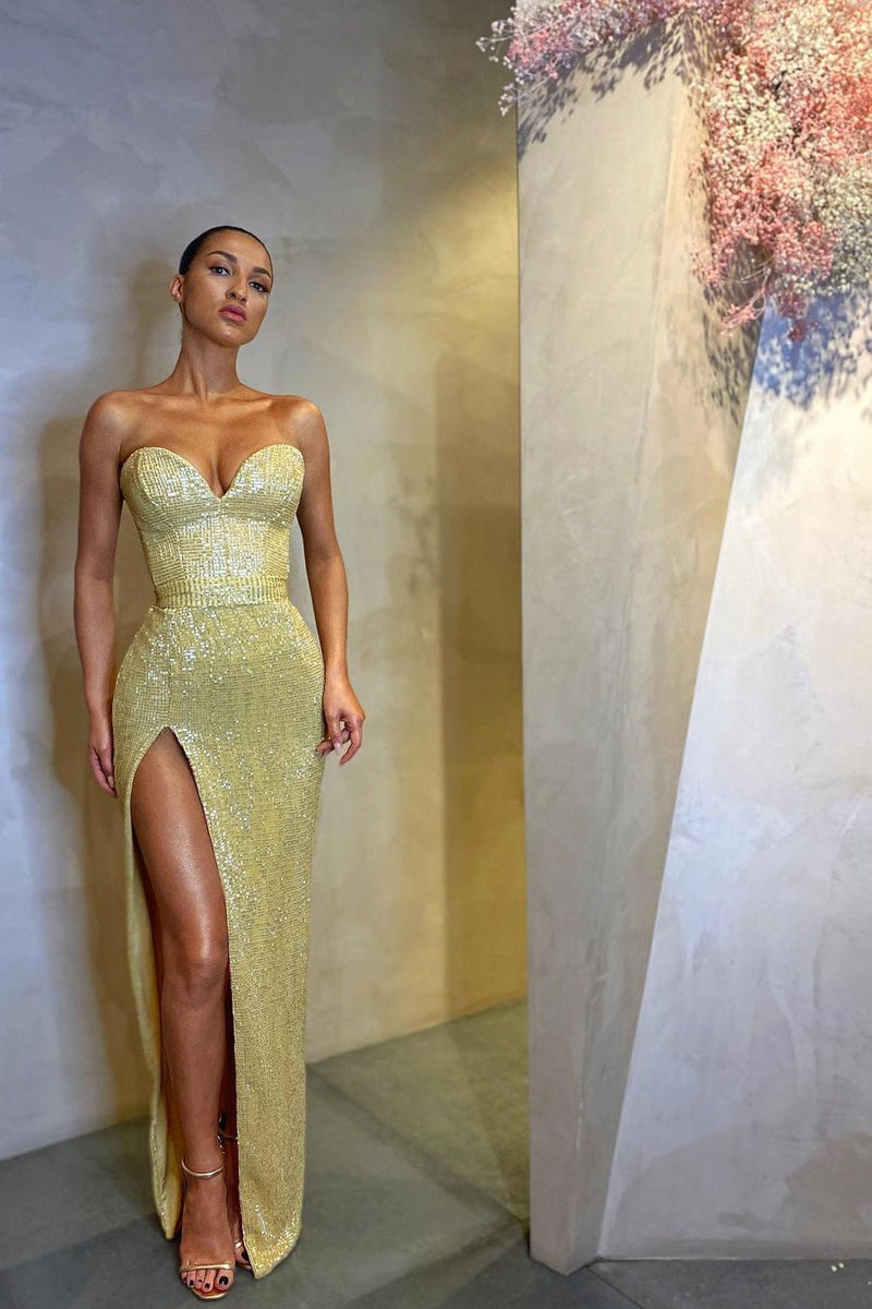 Beautiful Split Prom Dress Mermaid Sequins Ball Dresses Sweetheart-ballbellauk