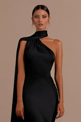 Black High Neck Mermaid Prom Dress with Open Back-Ballbella