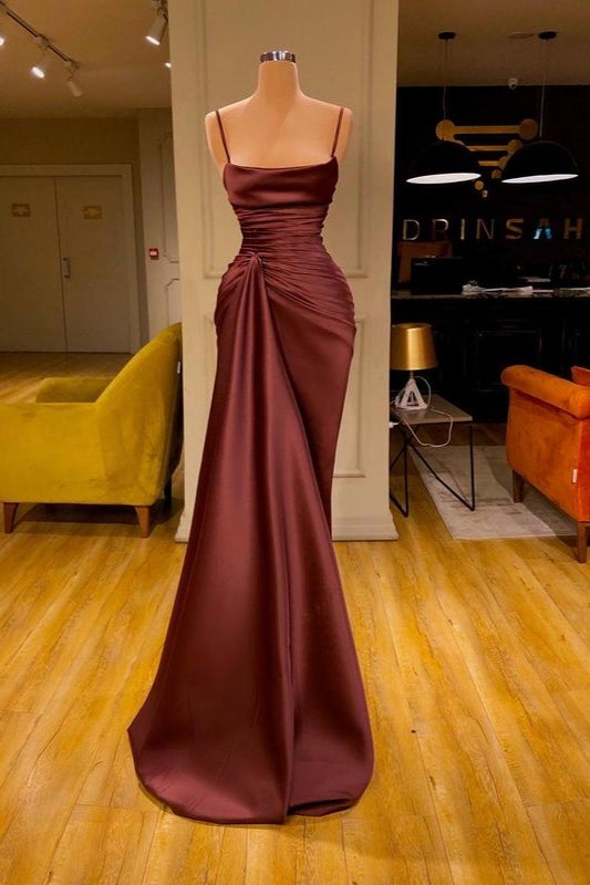 Cabernet Mermaid Prom Dress UK with Spaghetti-Straps and Ruffles-ballbellauk