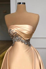 Champagne Overskirt Prom Dress Long With Crystals Strapless-ballbellauk