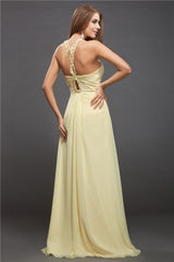 Chic Halter Beading Sleeveless Long Evening Dress Chiffon-ballbellauk