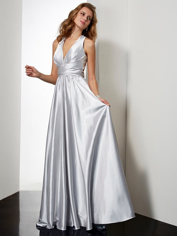 Chic Halter Sleeveless Pleats Long Elastic Woven Elegant Evening Dress-ballbellauk