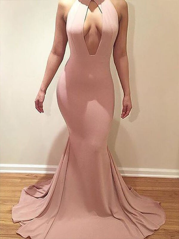 Chic Mermaid Jersey Scoop Ruffles Sleeveless Plus Size Prom Dress-ballbellauk