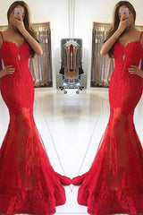 Chic Mermaid Lace With Appliques Sweetheart Sleeveless Prom Dress-ballbellauk