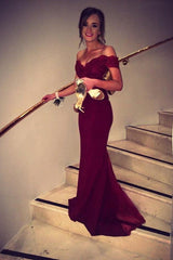 Chic Mermaid Off-the-Shoulder Sleeveless Lace Beading Prom Dress-ballbellauk