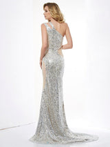 Chic Mermaid One-Shoulder Sleeveless Lace Long Lace Prom Dress-ballbellauk