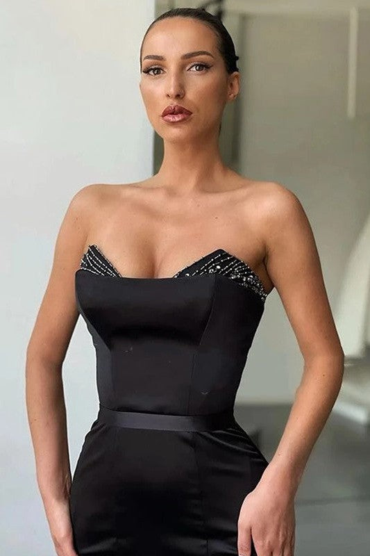 Chic Mermaid Satin Ruffles Sweetheart Sleeveless Prom Dress-ballbellauk
