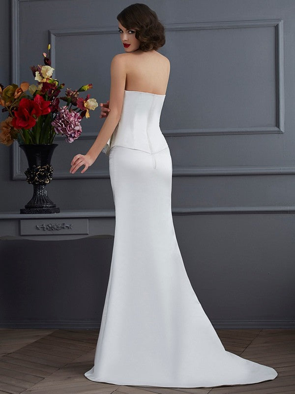 Chic Mermaid Strapless Sleeveless Hand-Made Flower Long Elegant Evening Dress-ballbellauk