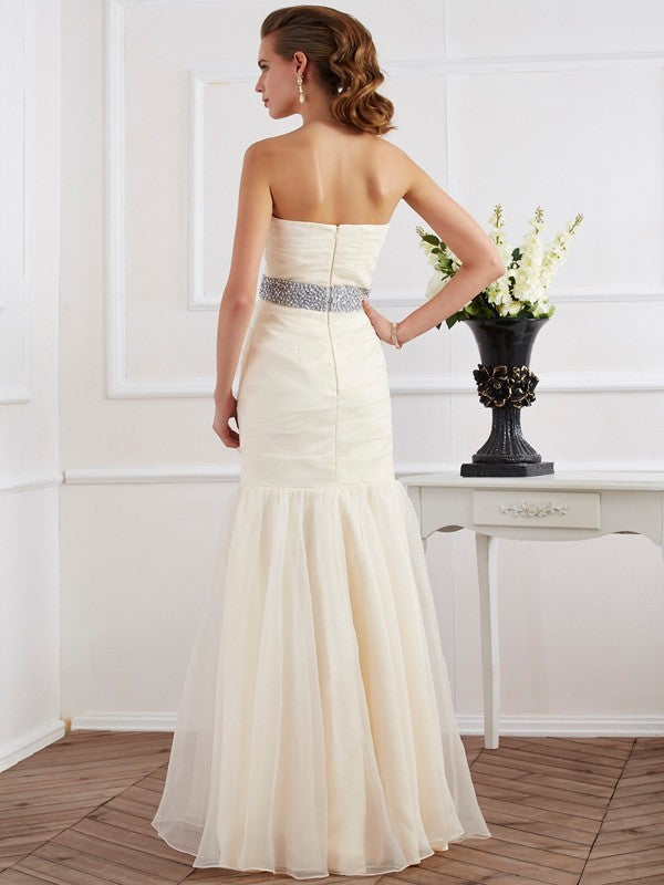 Chic Mermaid Strapless Sleeveless Long Evening Dress-ballbellauk