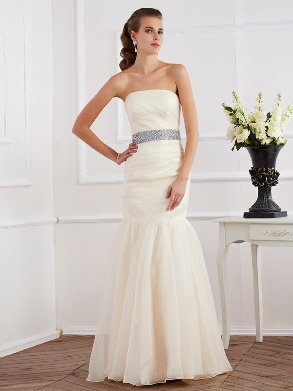 Chic Mermaid Strapless Sleeveless Long Evening Dress-ballbellauk