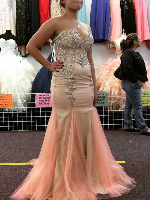 Chic Mermaid Sweetheart Beading Sleeveless Tulle Plus Size Prom Dress-ballbellauk