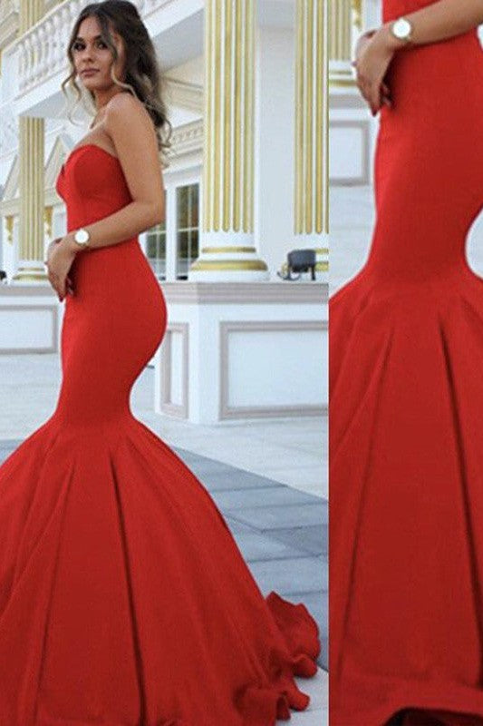 Chic Mermaid Sweetheart Sleeveless Elegant Evening Dress-ballbellauk