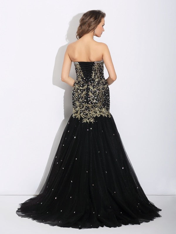 Chic Mermaid Sweetheart Sleeveless Long Elegant Evening Dress-ballbellauk