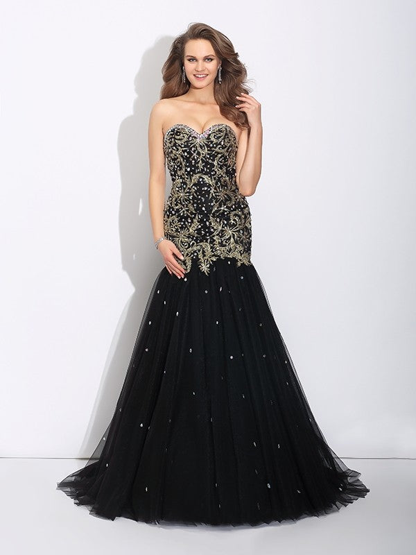 Chic Mermaid Sweetheart Sleeveless Long Elegant Evening Dress-ballbellauk