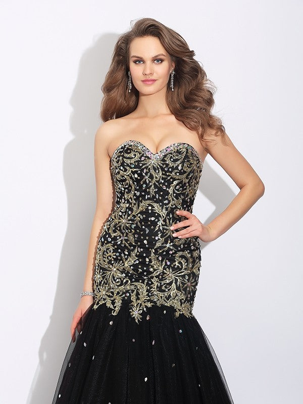 Chic Mermaid Sweetheart Sleeveless Long Elegant Evening Dress-ballbellauk