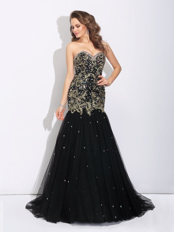 Chic Mermaid Sweetheart Sleeveless Long Elegant Evening Dress-ballbellauk