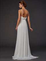 Chic Mermaid V-neck Sleeveless Ruffles Long Evening Dress Chiffon-ballbellauk