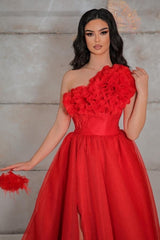 Chic One Shoulder Sleeveless Long Tulle Prom Dress pattern-ballbellauk