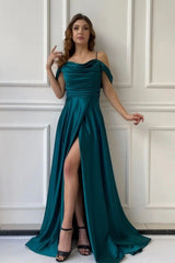 Classic Long Off-the-shoulder A-line Evening Gown Ball Dresses With Split Online-ballbellauk