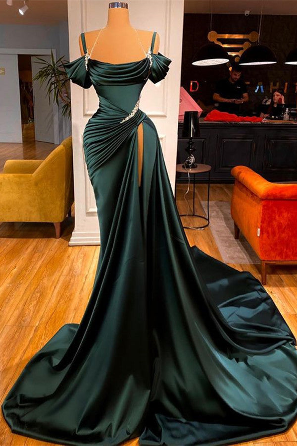 Classic Mermaid Prom Dress Ruffles With High Split Off-the-Shoulder-ballbellauk
