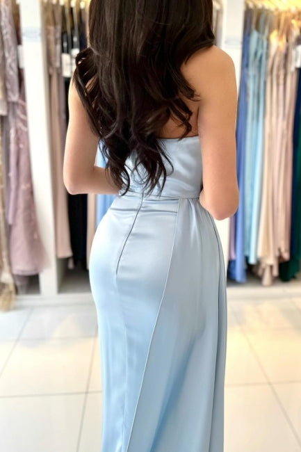 Classic Mermaid Sleeveless Evening Gown Long Blue Ball Dresses-ballbellauk
