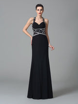 Classic Straps Beading Sleeveless Long Evening Dress Chiffon-ballbellauk