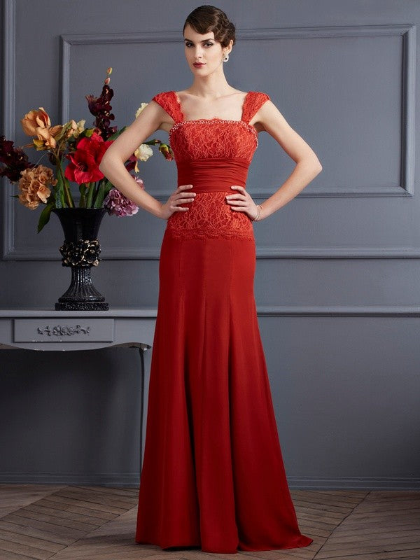 Classic Straps Sleeveless Lace Long Evening Dress Chiffon-ballbellauk