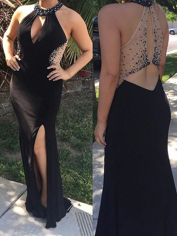 Classy Scoop Beading Sleeveless Long Plus Size Prom Dress-ballbellauk