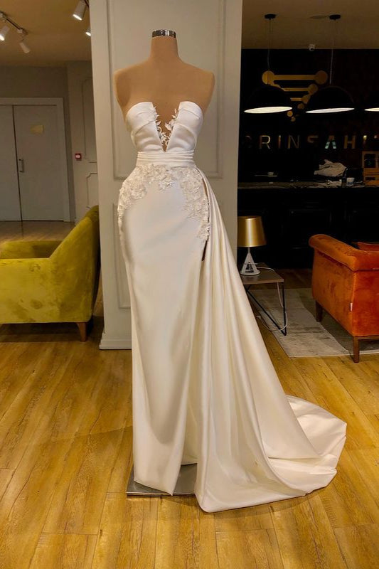 Elegant Ivory Long Prom Dress With Appliques Mermaid-ballbellauk