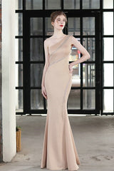 Elegant Mermaid One Shoulder Evening Dress With Beads Online-ballbellauk