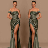 Elegant Off-the-Shoulder Formal Wears Mermaid Long With Split-ballbellauk