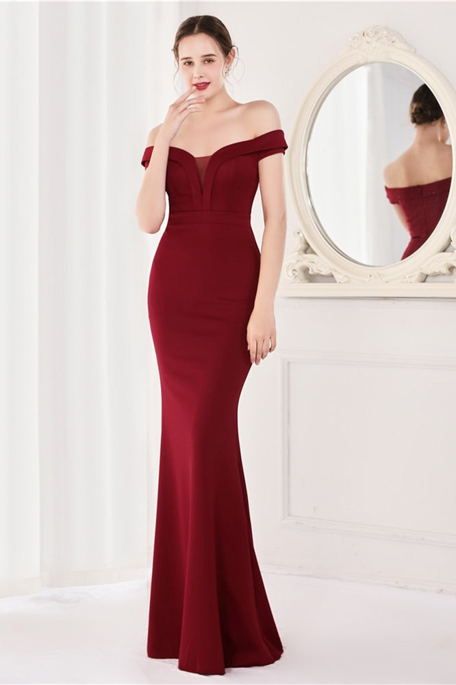 Elegant Off-The-Shoulder Mermaid Evening Dress-ballbellauk