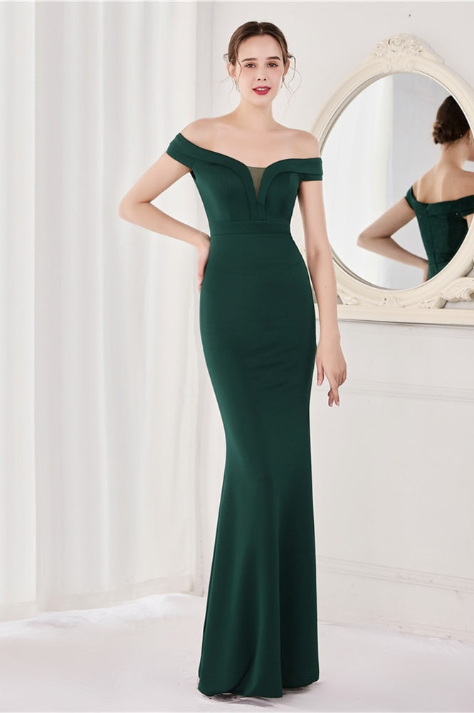 Elegant Off-The-Shoulder Mermaid Evening Dress-ballbellauk