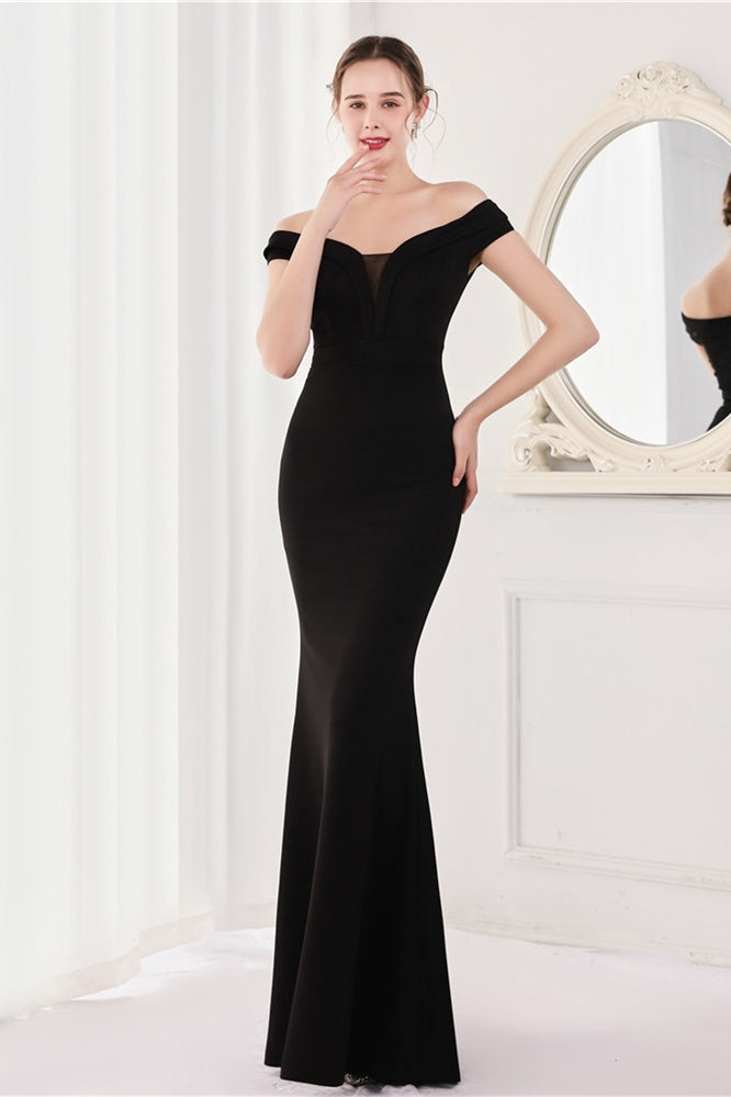 Elegant Off-The-Shoulder Mermaid Evening Dress-ballbellauk