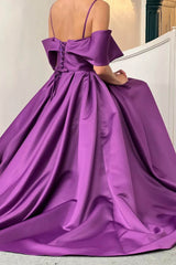 Elegant Purple Off-The-Shoulder Prom Dress UK ¨C A Line With Pockets-ballbellauk
