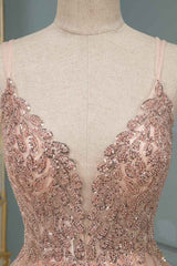 Elegant Sequins Long Evening Prom Dress Floor Length V-Neck-ballbellauk