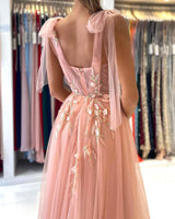 Elegant Straps Tulle Evening Dress Long With Split Sweetheart-ballbellauk