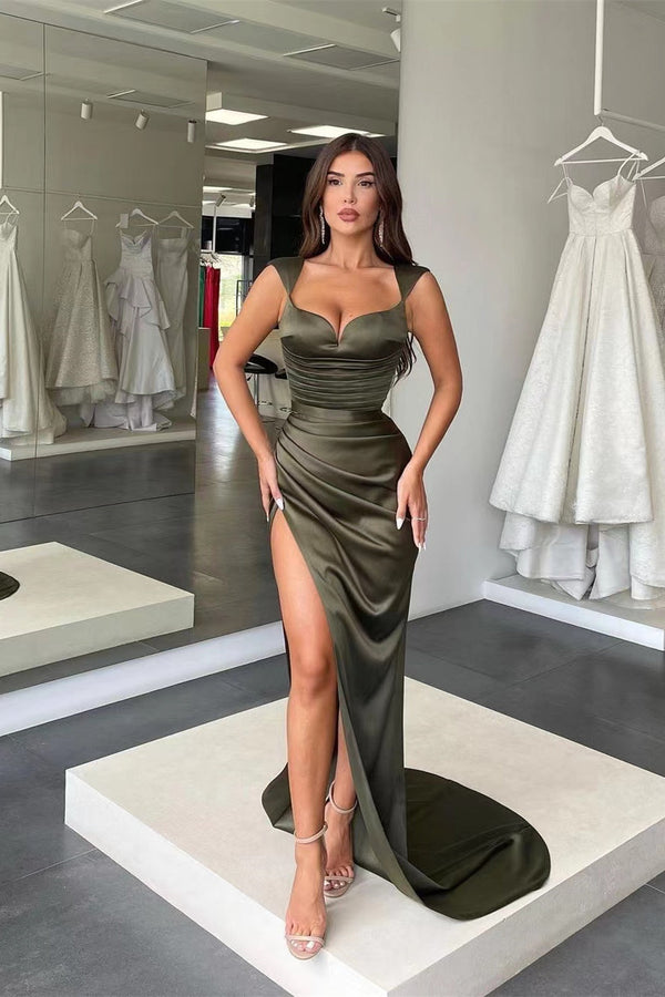 Elegant Sweetheart Mermaid Prom Dress UK with Slit Pleats-ballbellauk