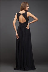 Elegant V-Neck Beading Sleeveless Lace Long Evening Dress Chiffon-ballbellauk