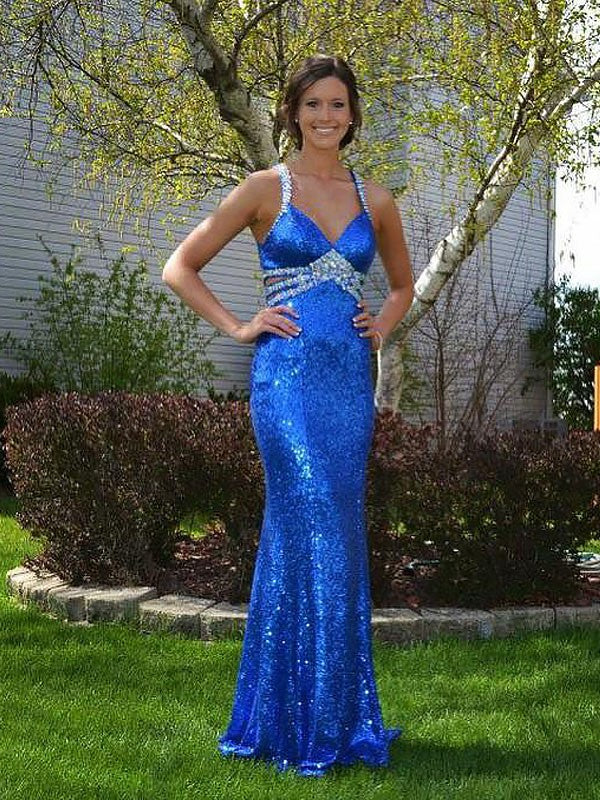 Elegant V-Neck Sleeveless Long Beading Sequins Prom Dress-ballbellauk