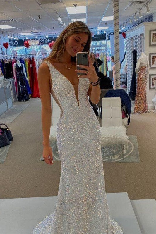 Elegant V-Neck Sleeveless Prom Dress-ballbellauk