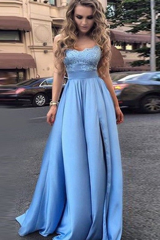 Empire Sleeveless Sweetheart Long Lace Elegant Evening Dress-ballbellauk