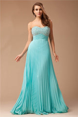 Empire Sweetheart Long Chiffon Beading Sleeveless Prom Dress-ballbellauk