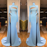 Fabulous Long Sleeves Mermaid Prom Dress Long Split High Neck-ballbellauk